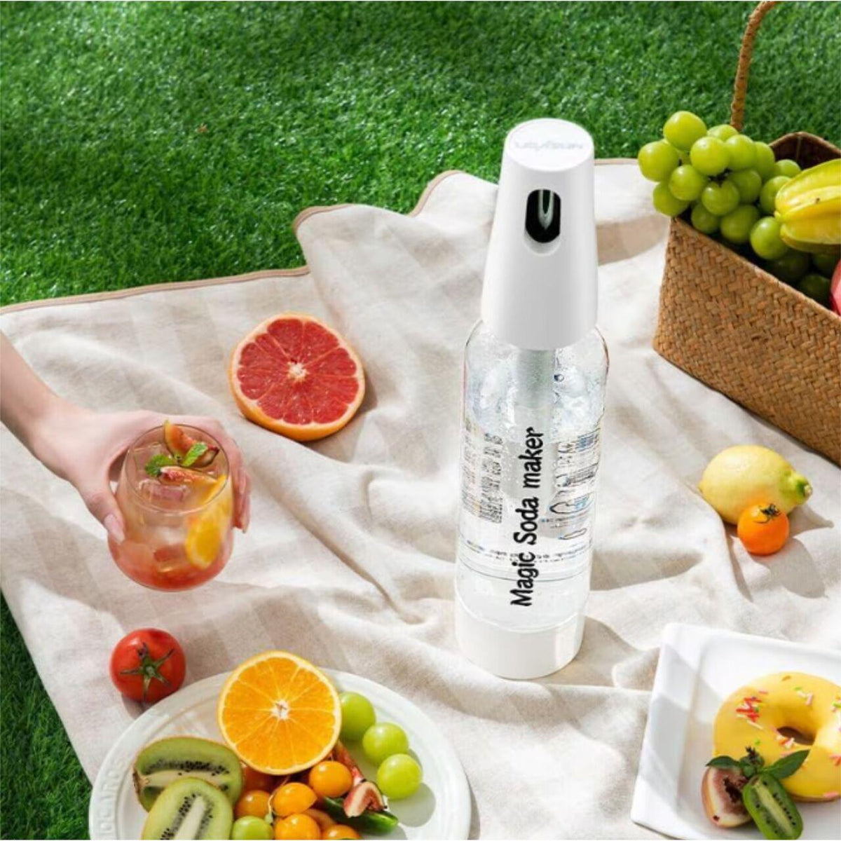 Aparat preparare Sifon HAUSBERG HB-6042AB, Recipient 1L, Eco-Friendly, Alb