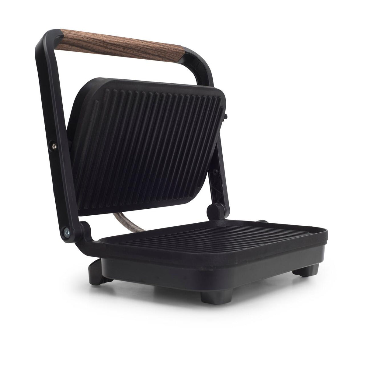 Sandwich-maker Grill HAUSBERG HB-632, 1100-1300 W, Panini, Placi nonaderente, Maner rece, Negru