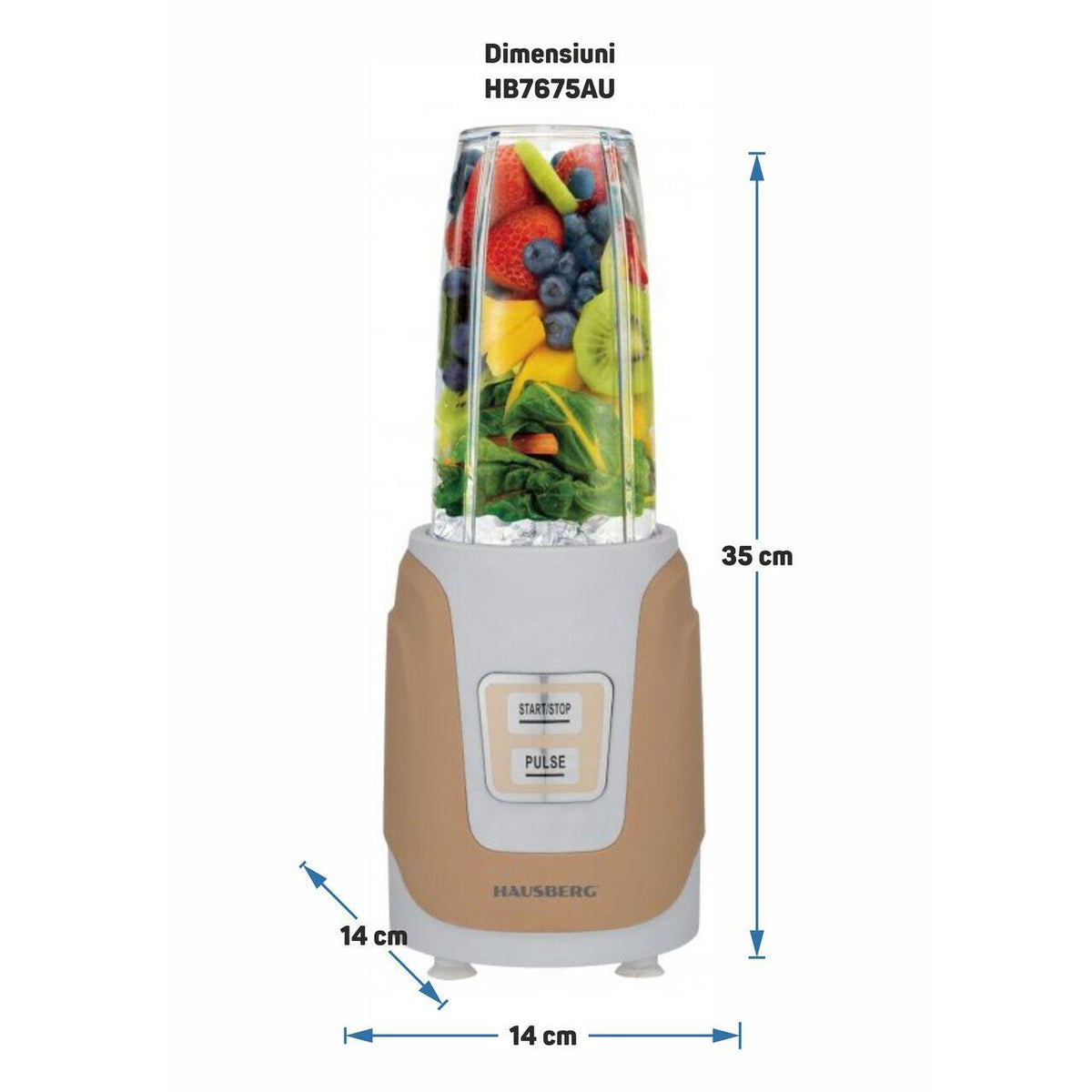 Blender Hausberg HB-7675AU 1000W, Capacitate 1000ml, motor de cupru