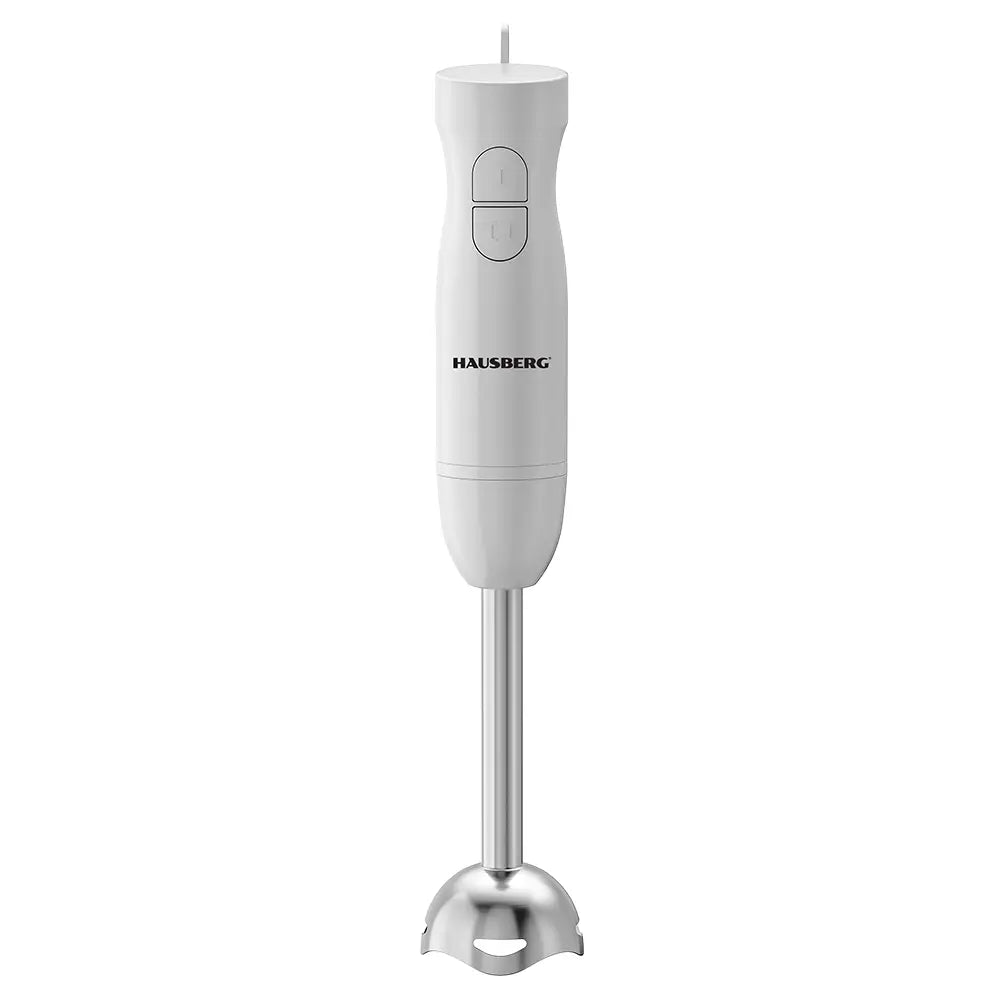 Blender 3 in 1 HAUSBERG HB-7701AB, 500W, 2 viteze, Material ABS, lame din inox, Capacitate pahar 700ml, tocator 500ml, Alb