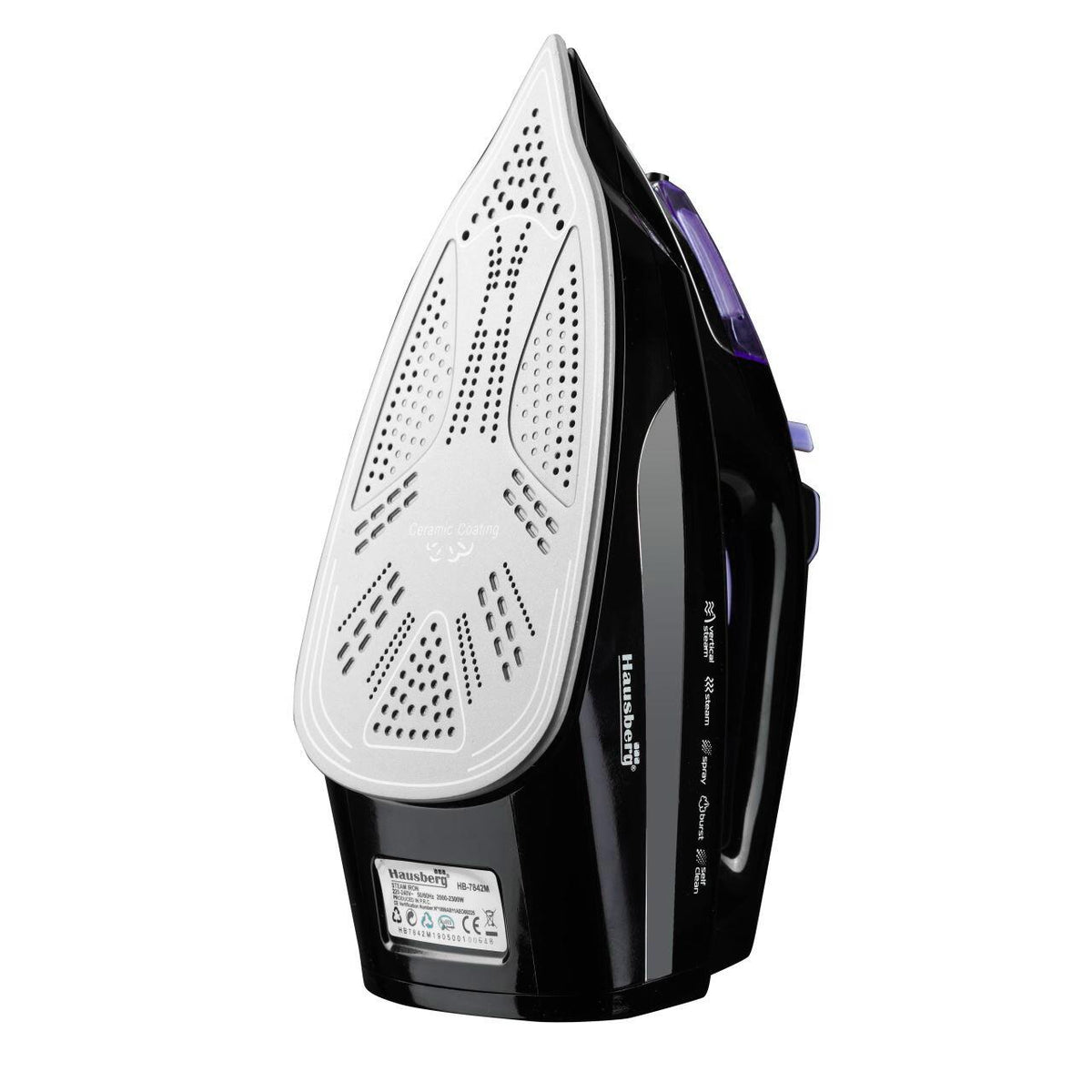 Fier de calcat HAUSBERG HB-7842MV, 2300W, rezervor apa 300ml, abur 18g/min, talpa ceramica, autocuratare, pulverizare