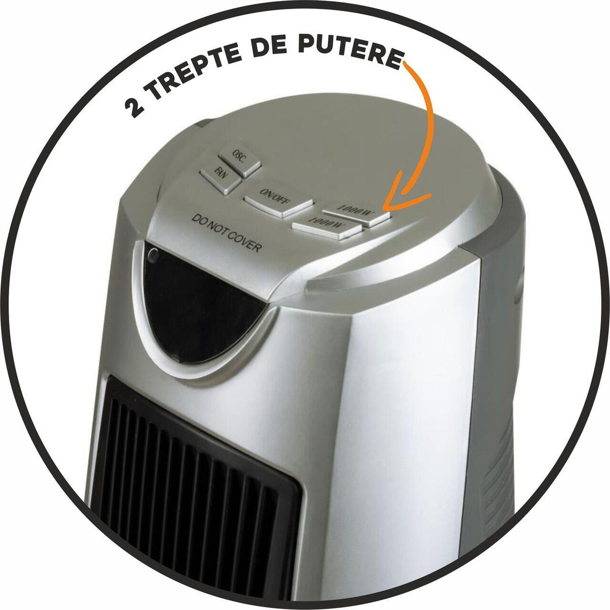 Aeroterma turn HAUSBERG HB-8503, 2000W, 2 trepte de putere, timer digital
