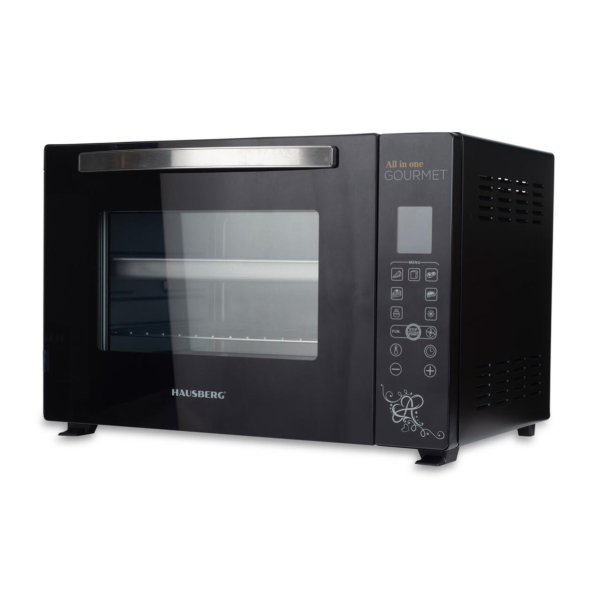 Cuptor electric Hausberg HB-9265, 2000W, Control temperature 230 grade, Capacitate 65L, Ventilator Turbo, Termostat, Negru