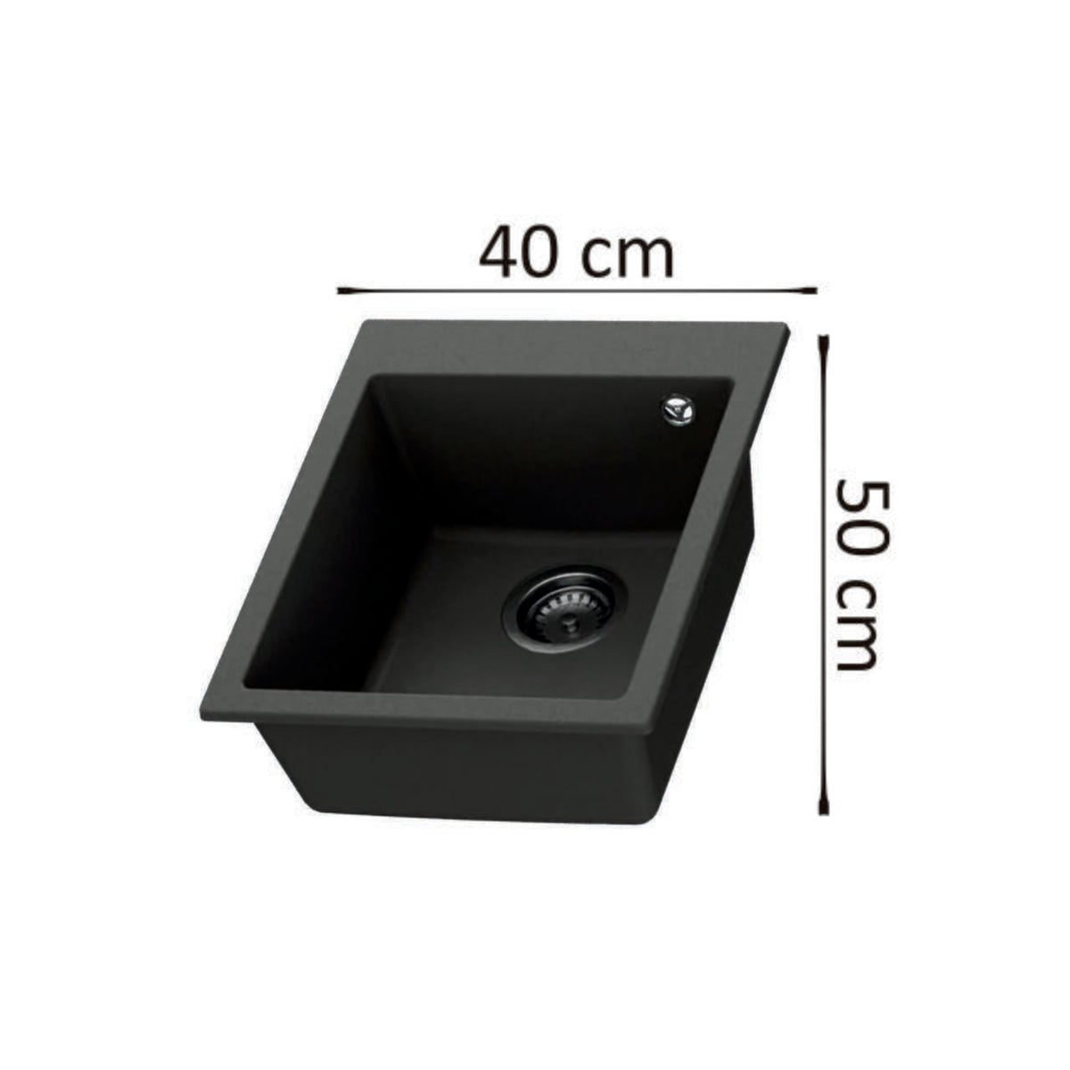 Chiuveta bucatarie HAUSBERG Sero HBC-9601, compozit, negru, 40 x 50 cm