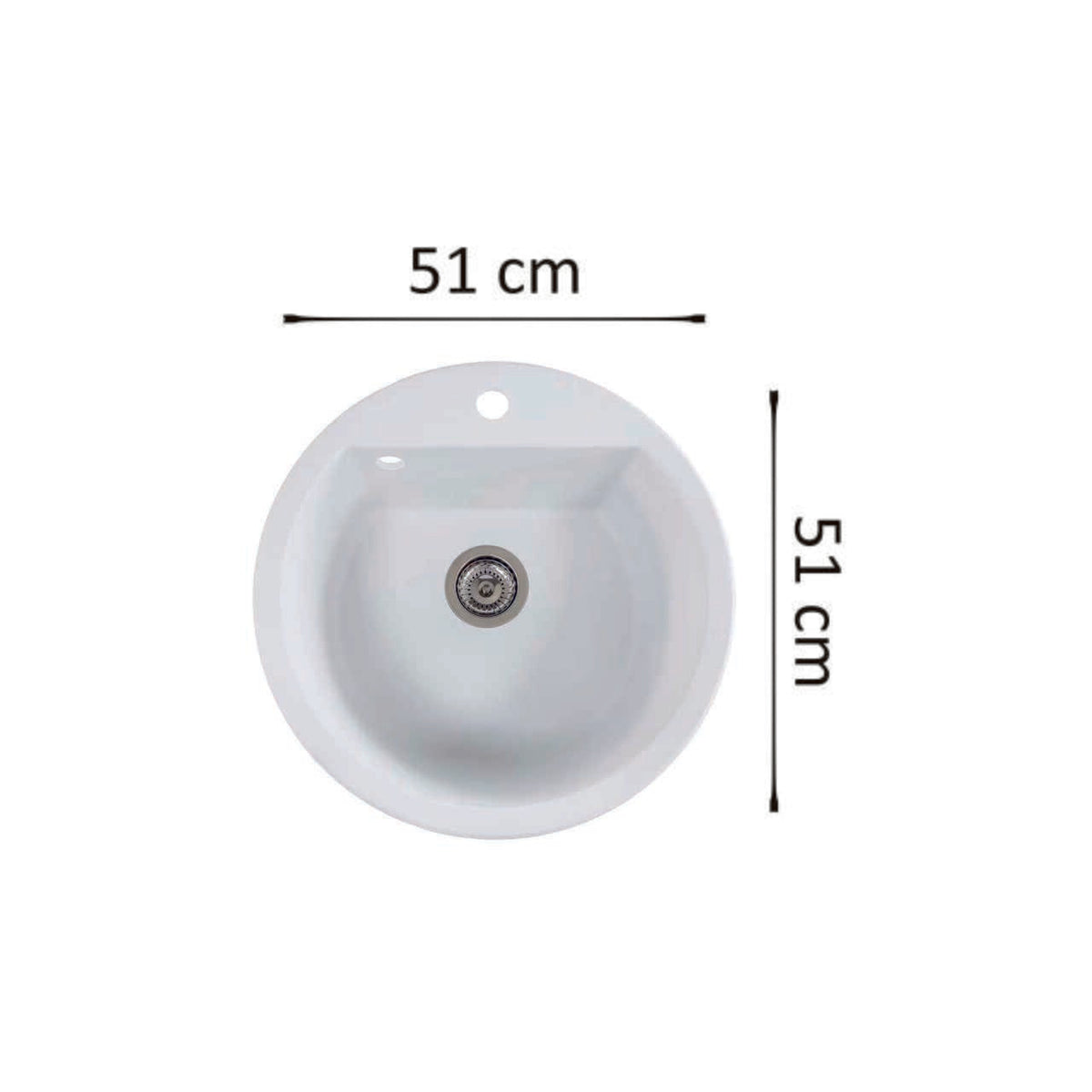 Chiuveta bucatarie HAUSBERG Adina HBC-9700, compozit, alb-bej, cuva rotunda, 51 cm