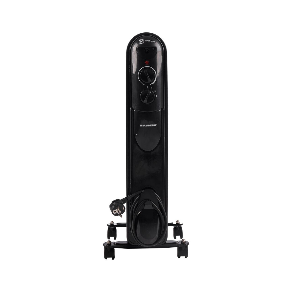 Calorifer electric cu ulei HAUSBERG HB-8925, 3 trepte, 1000-1500-2500 W, 11 elementi 110 mm x 580 mm, termostat reglabil, maner si rotite pentru o deplasare facila, indicator luminos functionare