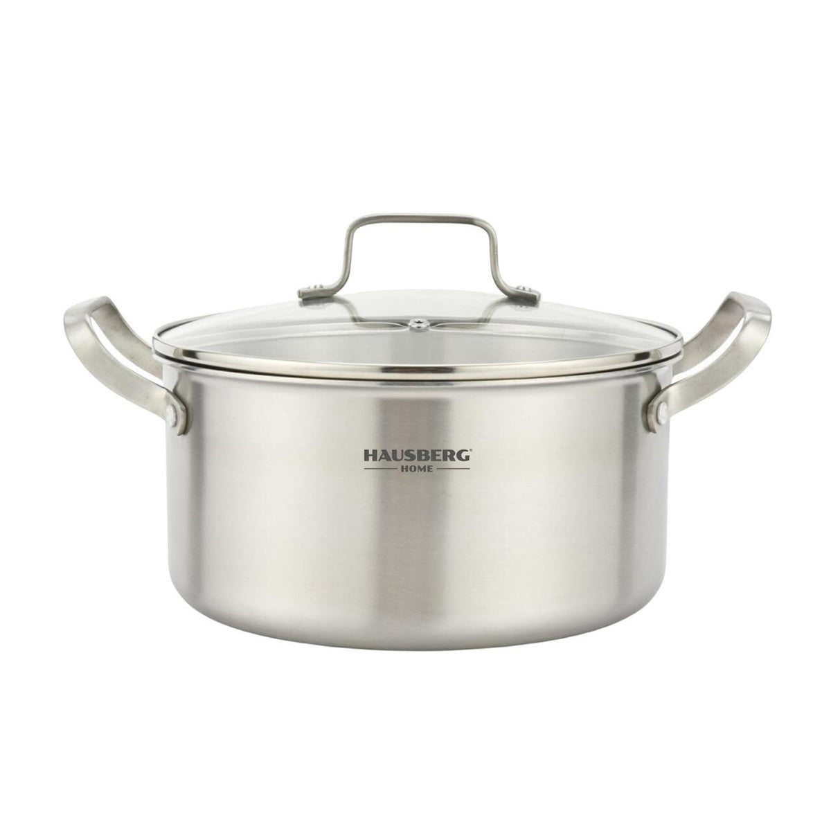 Oală Inox 3-Ply Hausberg HB-HLUX775, 24 cm, 5.1L, Structură Fagure (Honeycomb), Antiaderentă, Toate Plitele