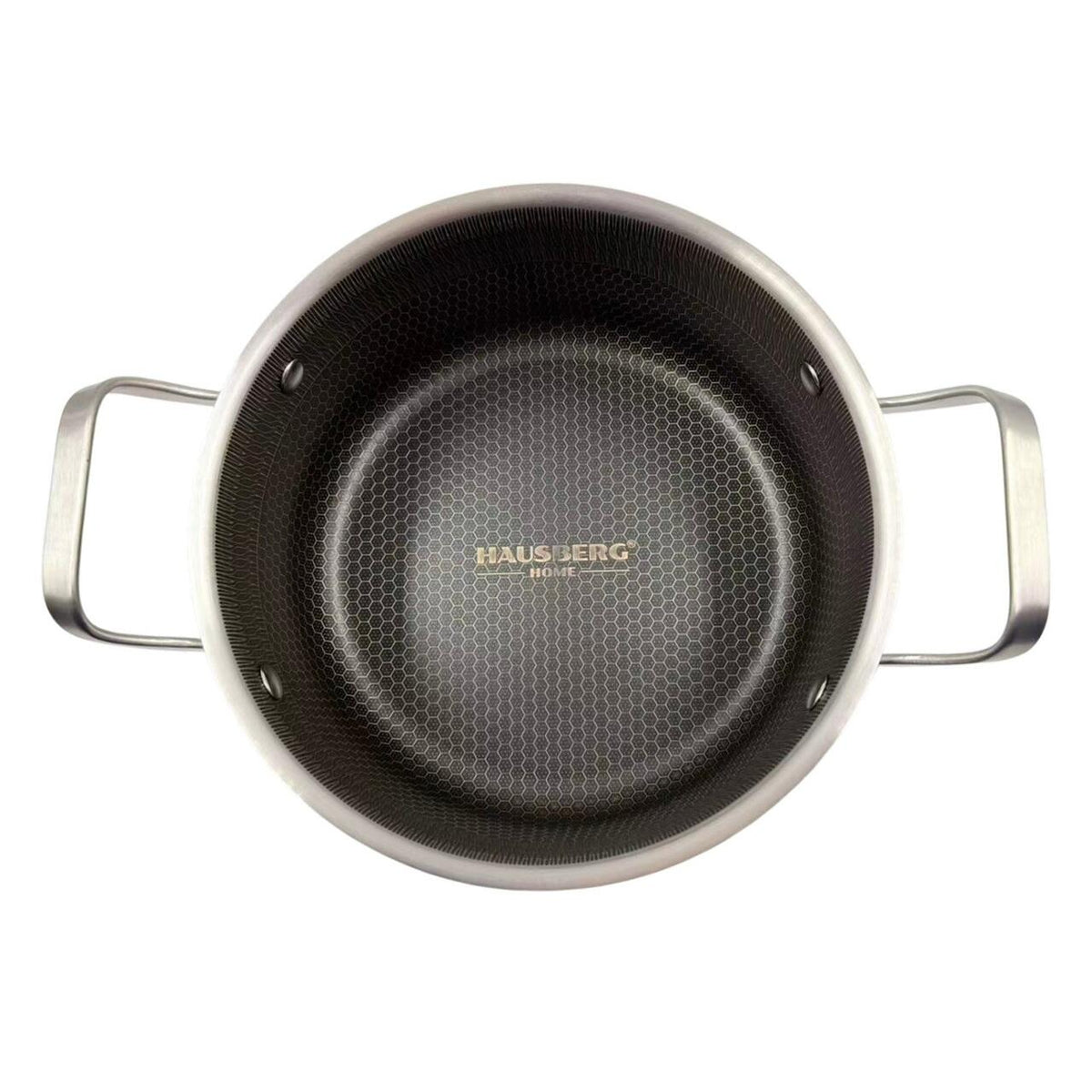 Oală Inox 3-Ply Hausberg HB-HLUX775, 24 cm, 5.1L, Structură Fagure (Honeycomb), Antiaderentă, Toate Plitele