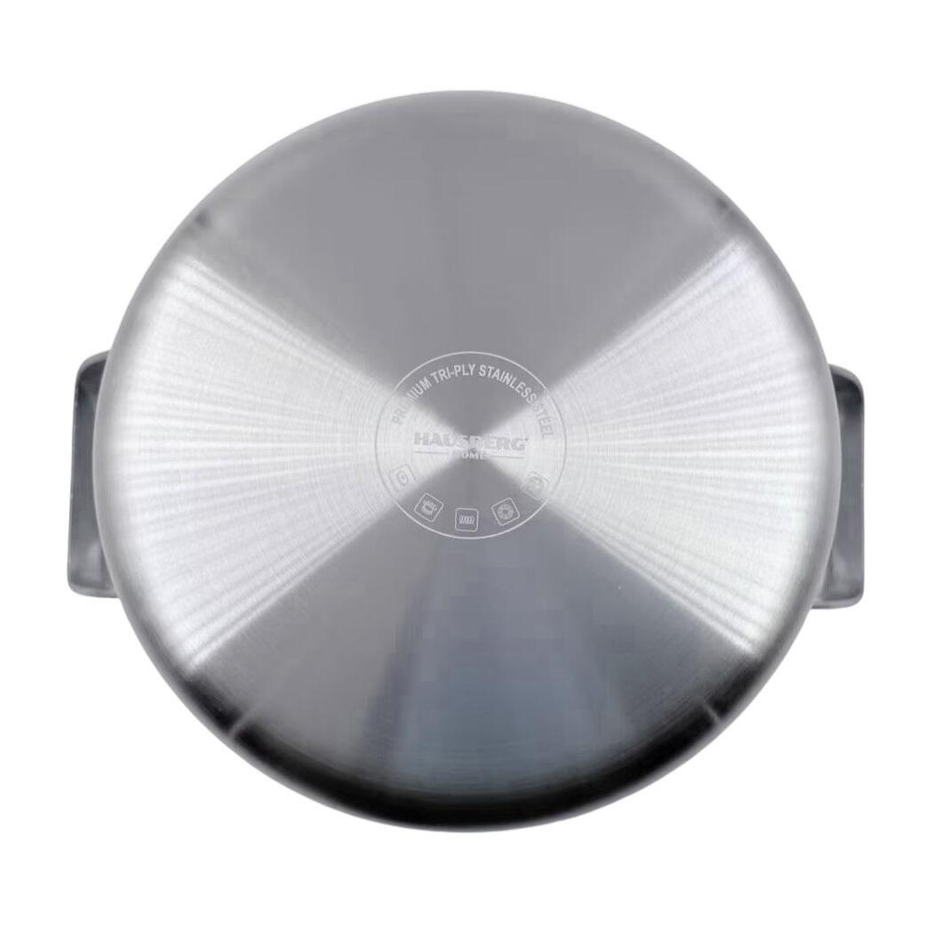 Oală Inox 3-Ply Hausberg HB-HLUX779, 28 cm, 7.3L, Structură Fagure (Honeycomb), Antiaderentă, Inducție