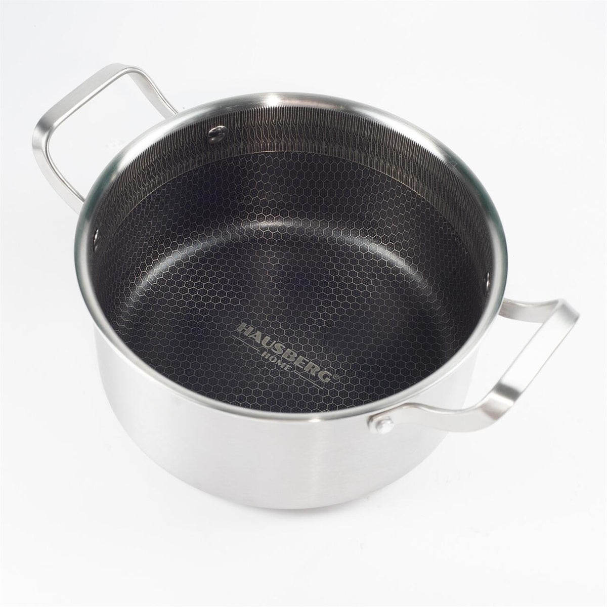 Oală Inox 3-Ply Hausberg HB-HLUX777, 26 cm, 6.2L, Structură Fagure (Honeycomb), Antiaderentă, Inducție