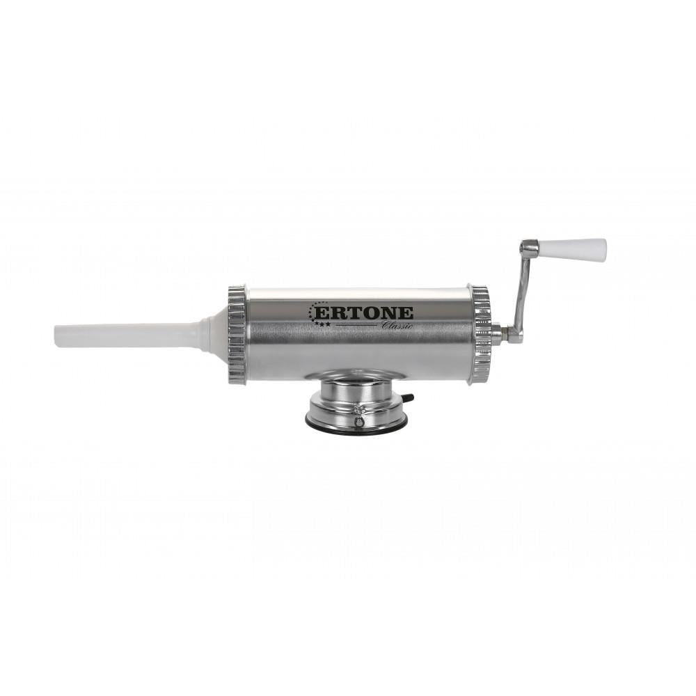 Aparat cu sprit pentru prepararea carnatilor ERTONE MN-415, capacitate 2.5 Kg, aluminiu inoxidabil- Argintiu
