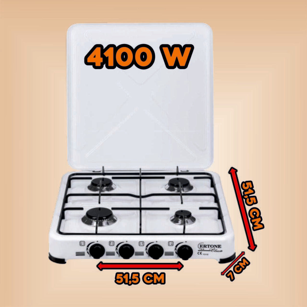 Minigaz GPL Ertone MN209AB, Emailat, 4 Arzatoare,ALB