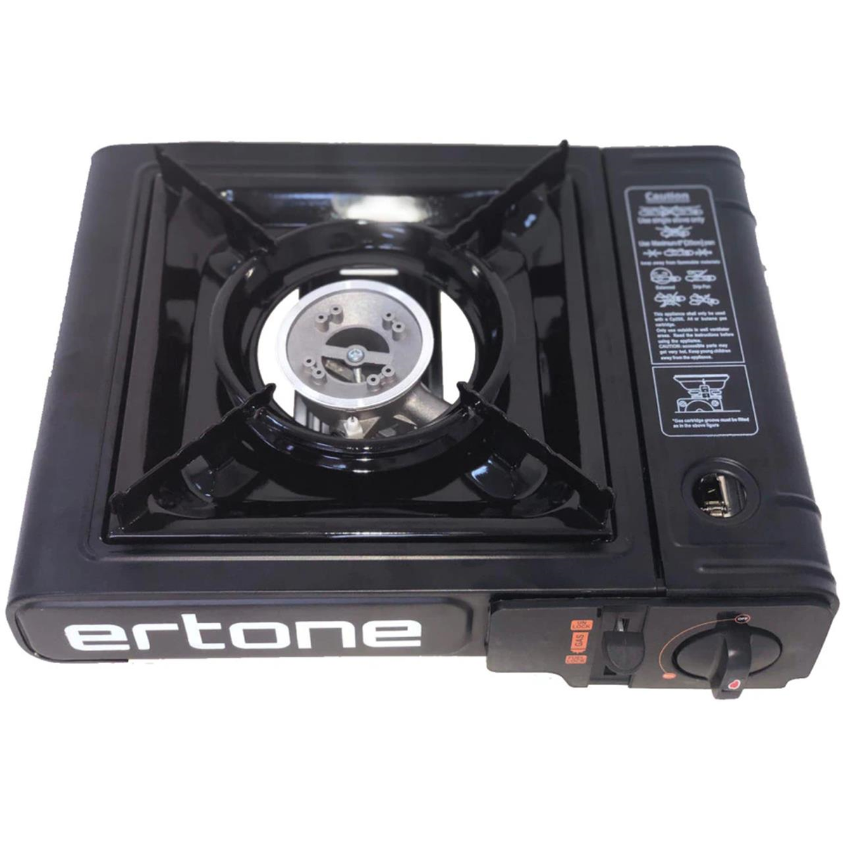 Aragaz portabil camping Ertone ERT-MN231NG, Pentru butelii spray, 2,2 kW, Aprindere piezo, Negru