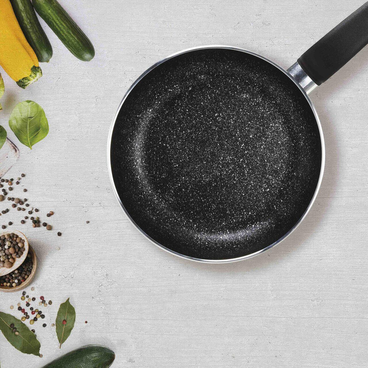 Tigaie adanca WOK antiaderenta FLONAL Pepita Granit cu 6 straturi de acoperire cu efect de piatra Mineralit, 28cm
