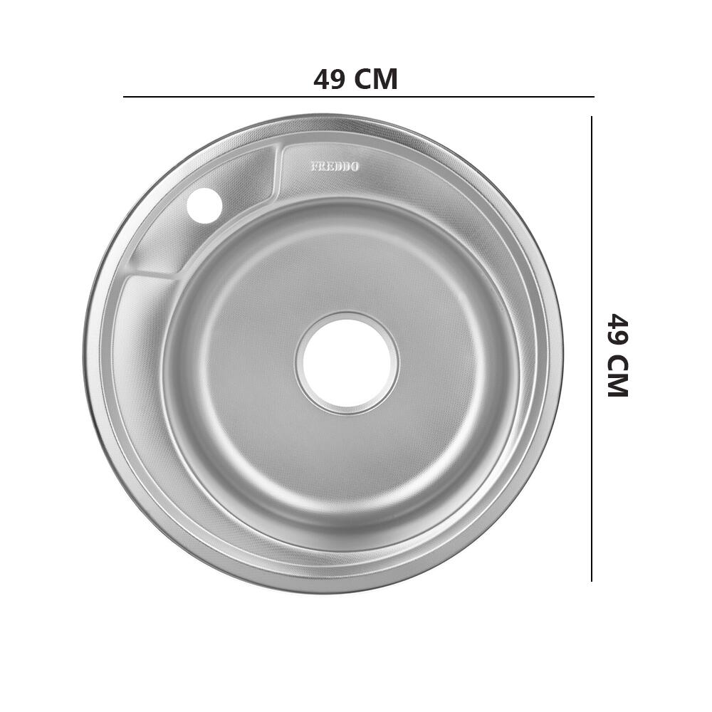 Chiuveta Inox Freddo SN7000/Q90, pentru blat Q90, rotunda, anticalcar, diametru 49 cm, adancime 17 cm
