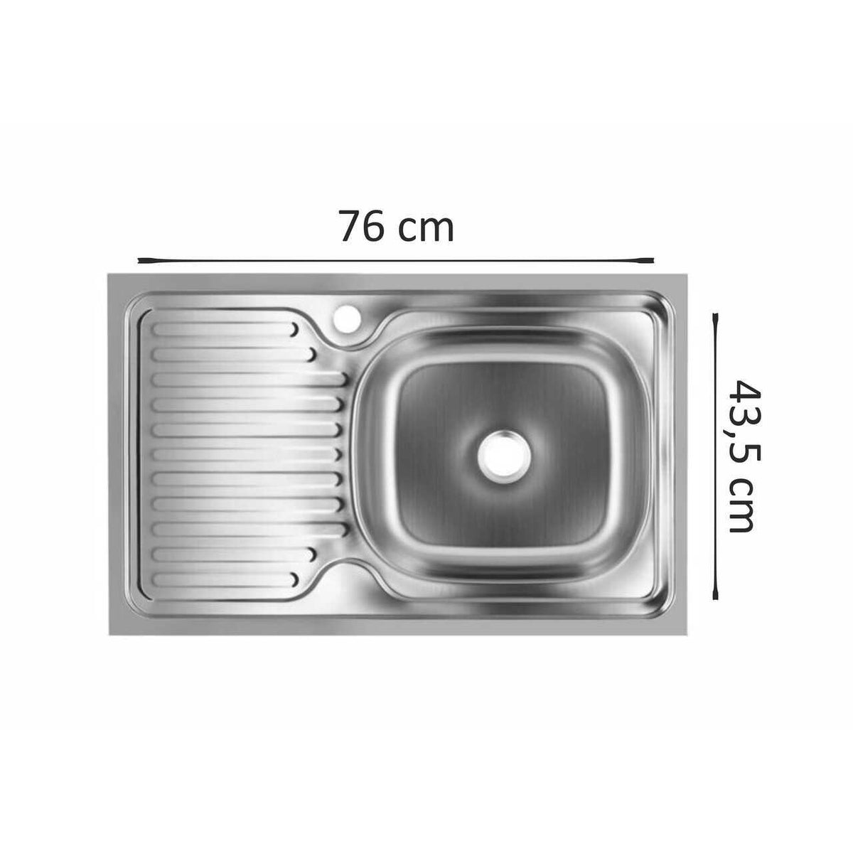 Chiuveta bucatarie Sanitec SN7002D, pentru blat 76X43.5cm, cuva dreapta, adancime 16cm, anticalcar, inox