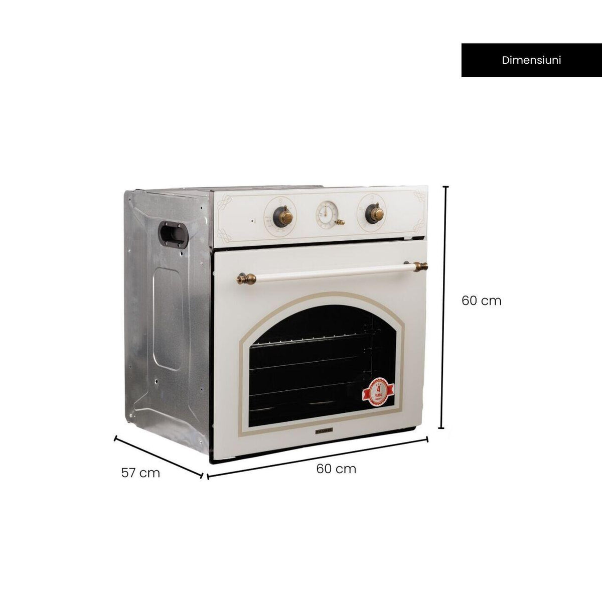 Cuptor incorporabil rustic Hausberg HB8050RST, 57L, putere 2000W, culoare bej rustic