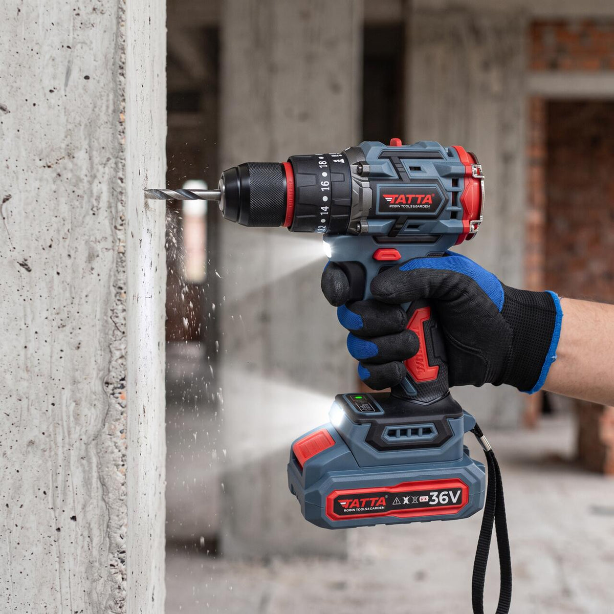 Mașină de Găurit Electrică Tatta TD5320, 21V, 1300W, 30 Nm, 0-3000 RPM, Mandrină 10 mm, Include 2 Baterii
