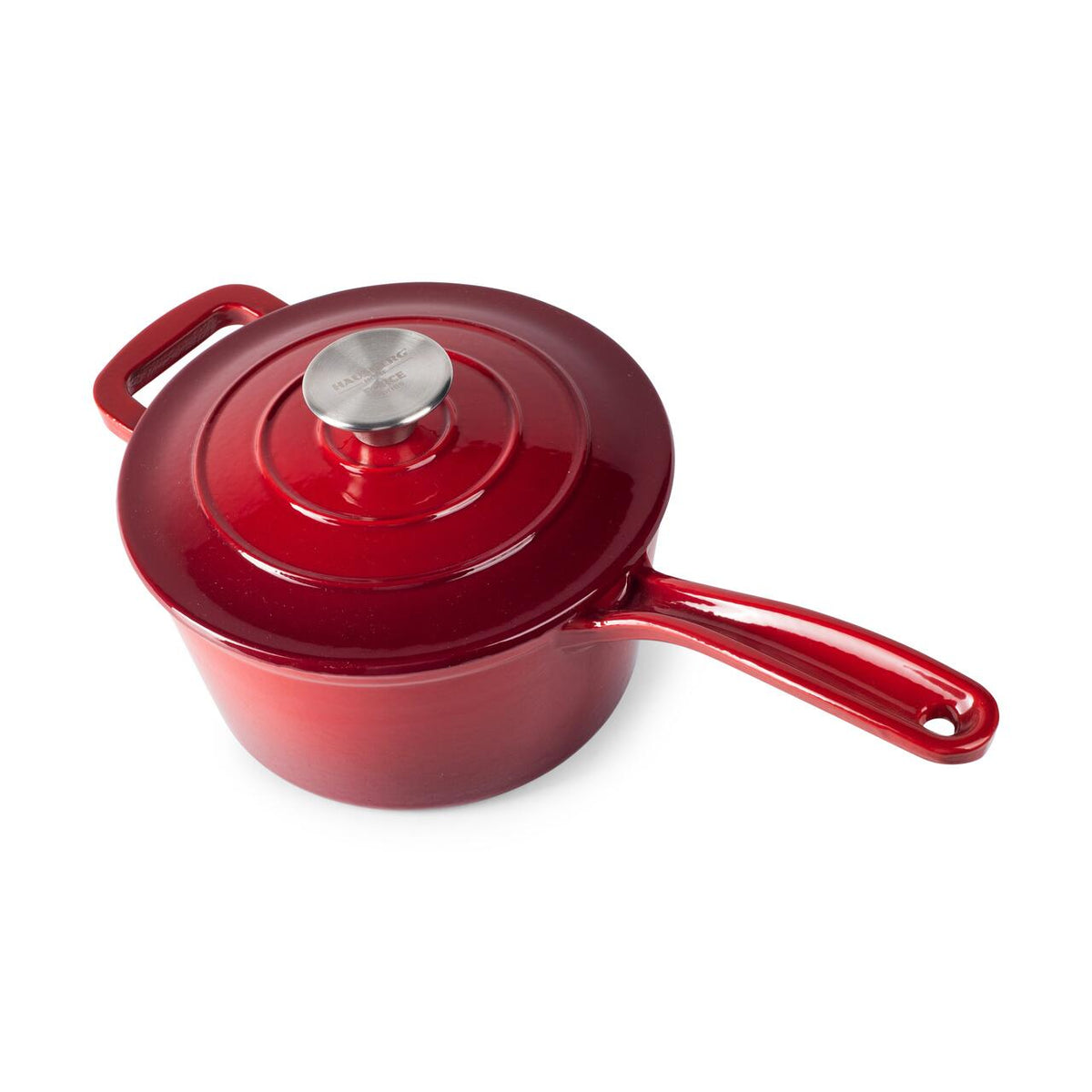 Cratiță din Fontă Emailată cu Capac Hausberg HB-H751RS, 19cm, 1.9L, Compatibilă Inducție și Cuptor