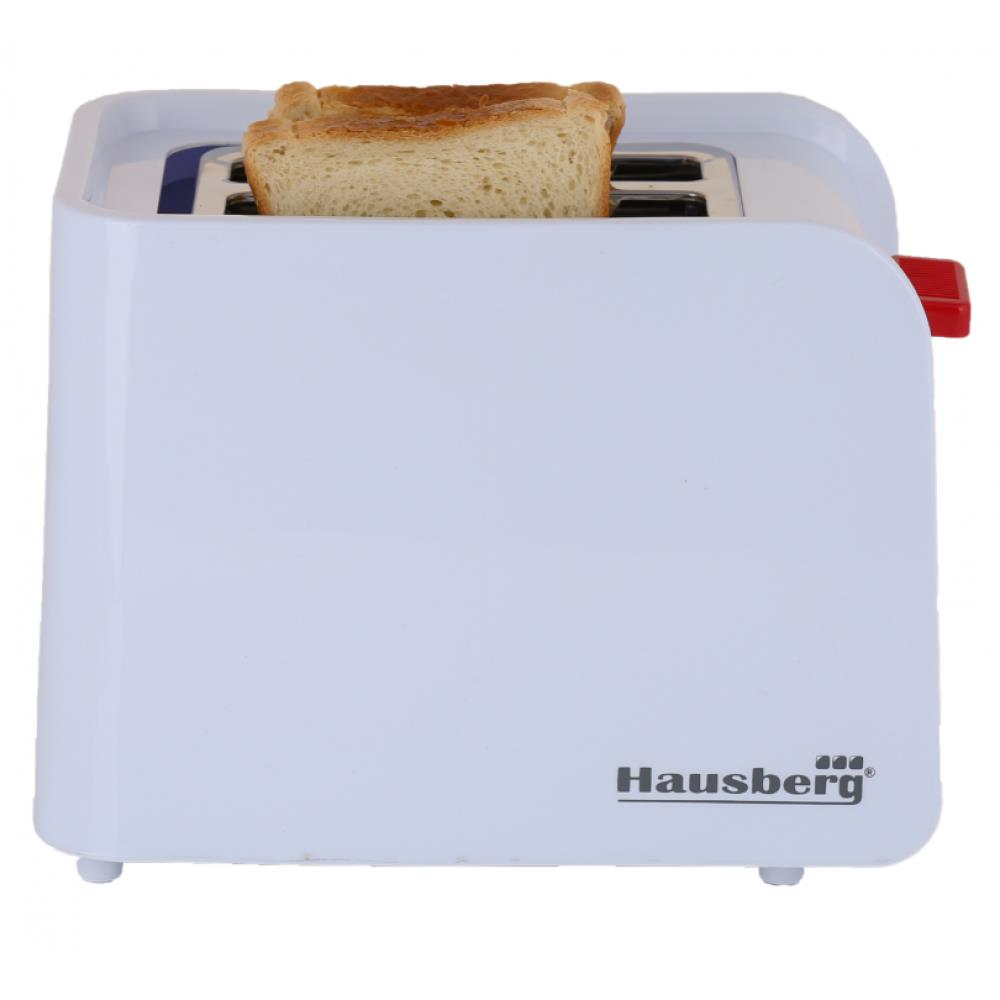 Prajitor de paine Hausberg HB-195RS, 750 W, 2 felii, functie decongelare, functie reincalzire, 6 trepte putere, Alb/Rosu