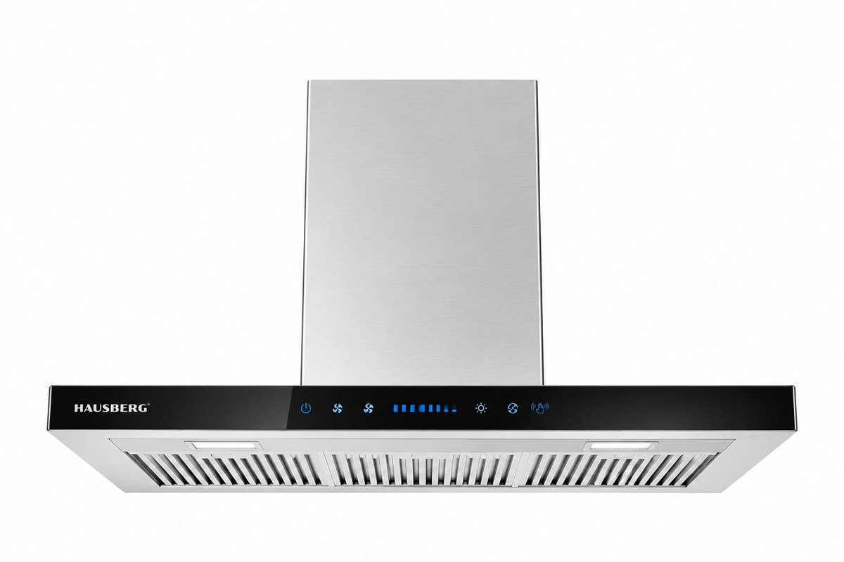 Hotă de Bucătărie Hausberg, 90 cm, Putere de Absorbție 750 m³/h, Touch Control cu Senzor de Gesturi, 3 Trepte de Viteză, Filtru Inox, 180W