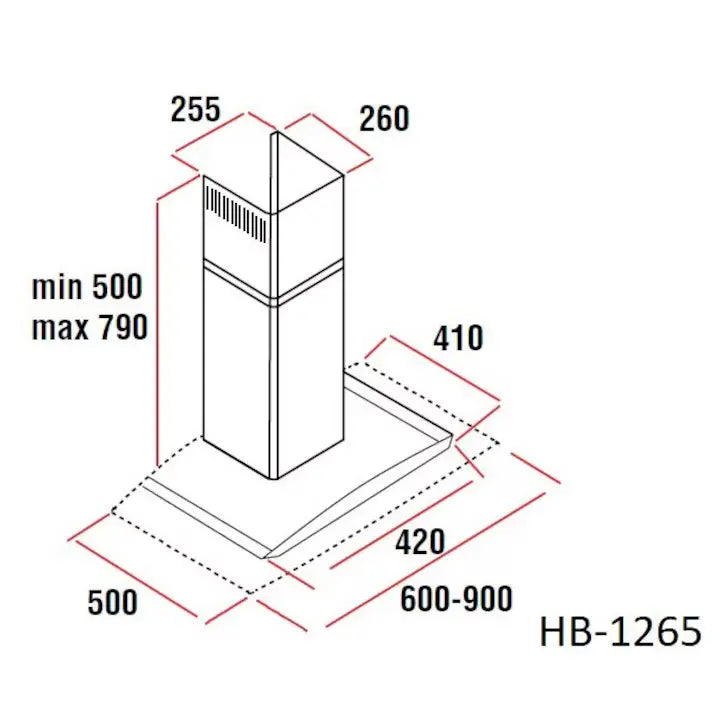 Hota incorporabila decorativa Hausberg HB 1265, Putere de absorbtie 650 m3/h, 1 motor, 60 cm, Inox/Sticla