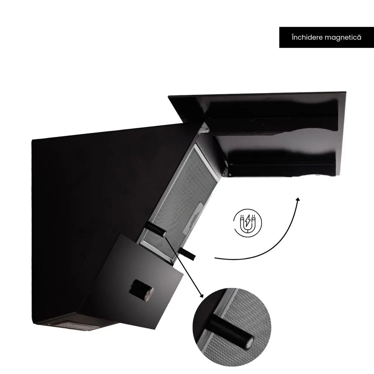 Hota Incorporabila decorativa Hausberg HB-2285NG, 163W , Filtru aluminiu, Putere de absorbtie maxim 650 m3/h, 60 cm, Negru