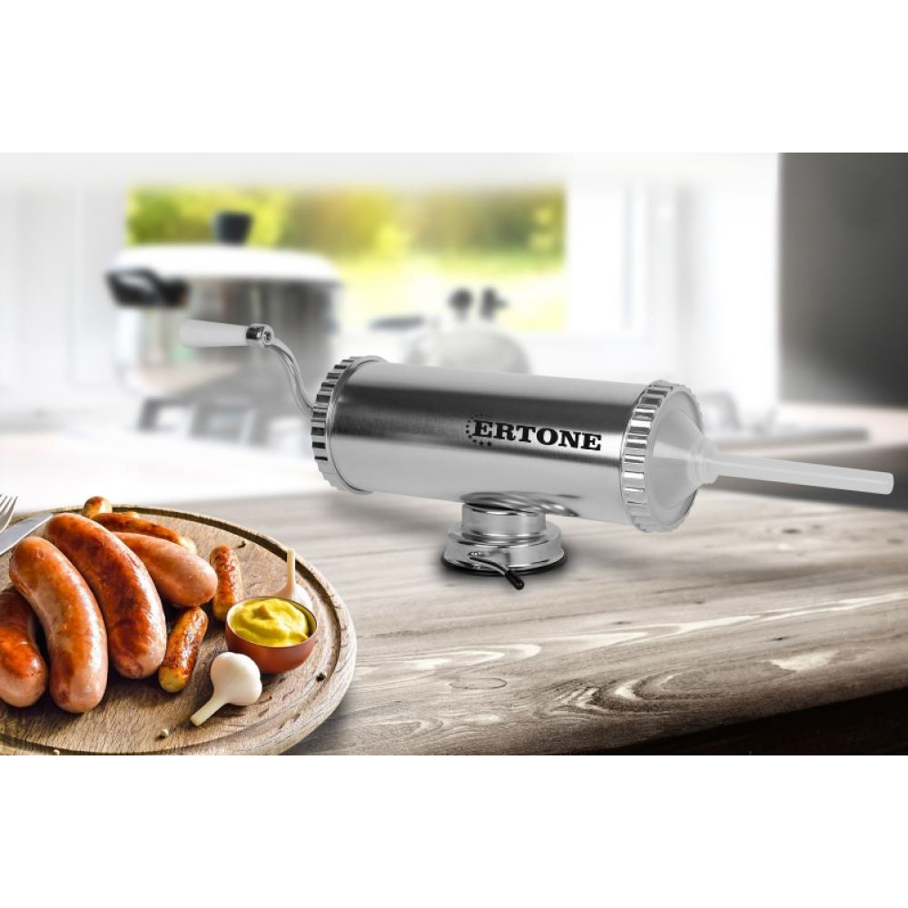 Aparat cu sprit pentru prepararea carnatilor ERTONE MN-480, capacitate 1.5 Kg, aluminiu inoxidabil