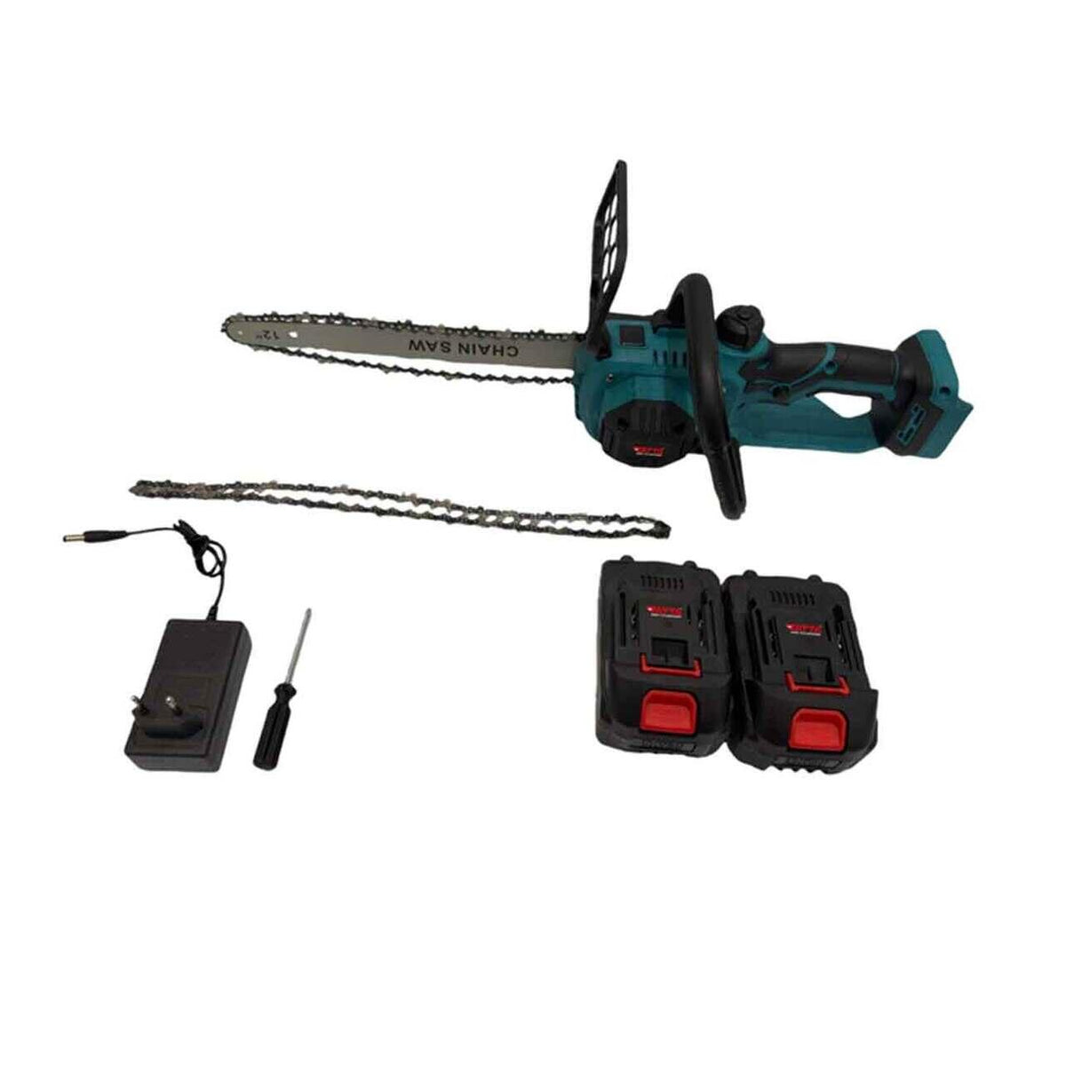 Fierăstrău cu Lanț și Acumulator Tatta TD-5311, Motor Brushless 1000W, 21V, 6000 RPM, Lame 12" (30cm), Baterie Li-Ion 2.0Ah cu 10 Celule