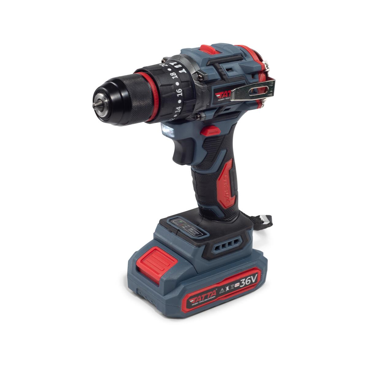 Mașină de Găurit Electrică Tatta TD5320, 21V, 1300W, 30 Nm, 0-3000 RPM, Mandrină 10 mm, Include 2 Baterii
