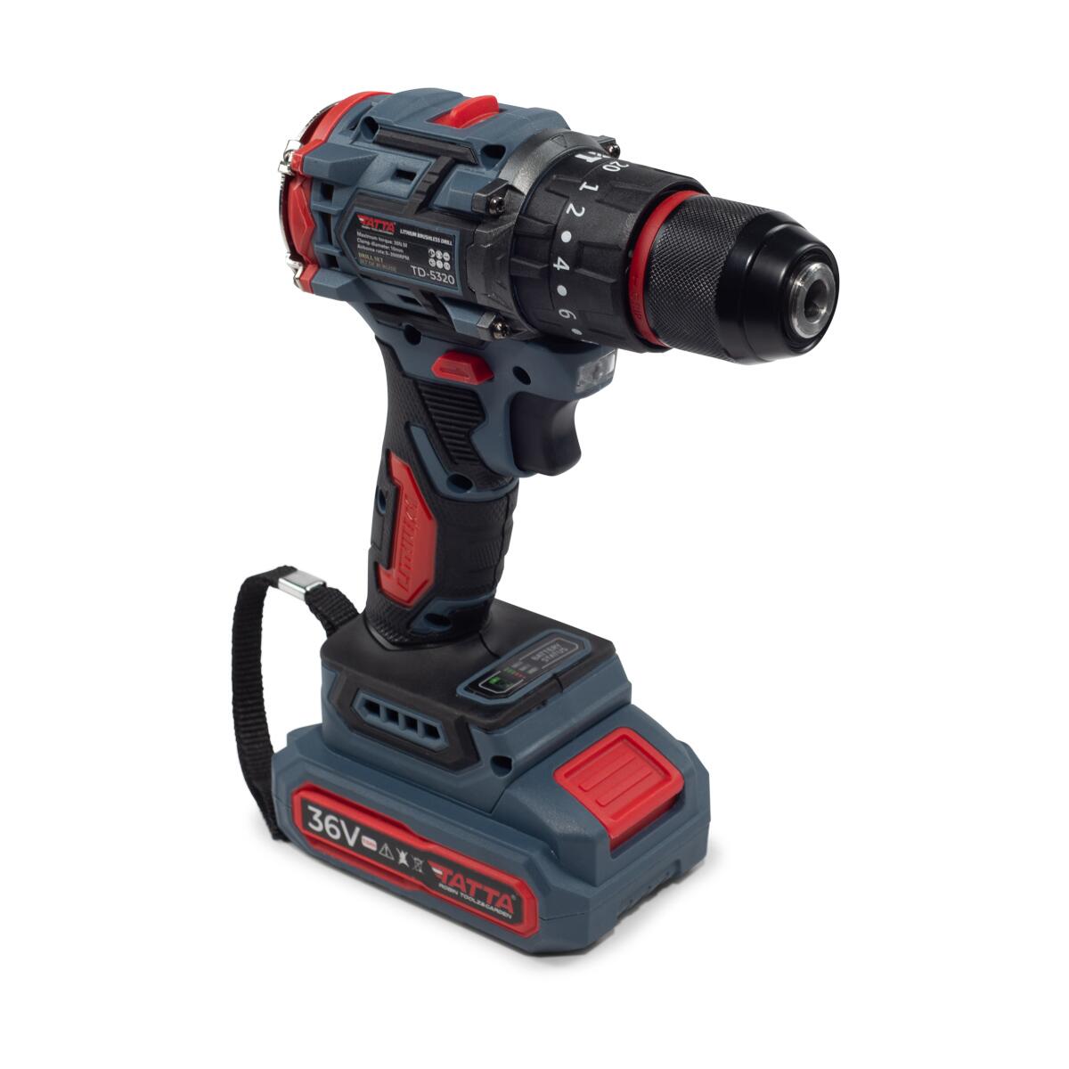Mașină de Găurit Electrică Tatta TD5320, 21V, 1300W, 30 Nm, 0-3000 RPM, Mandrină 10 mm, Include 2 Baterii