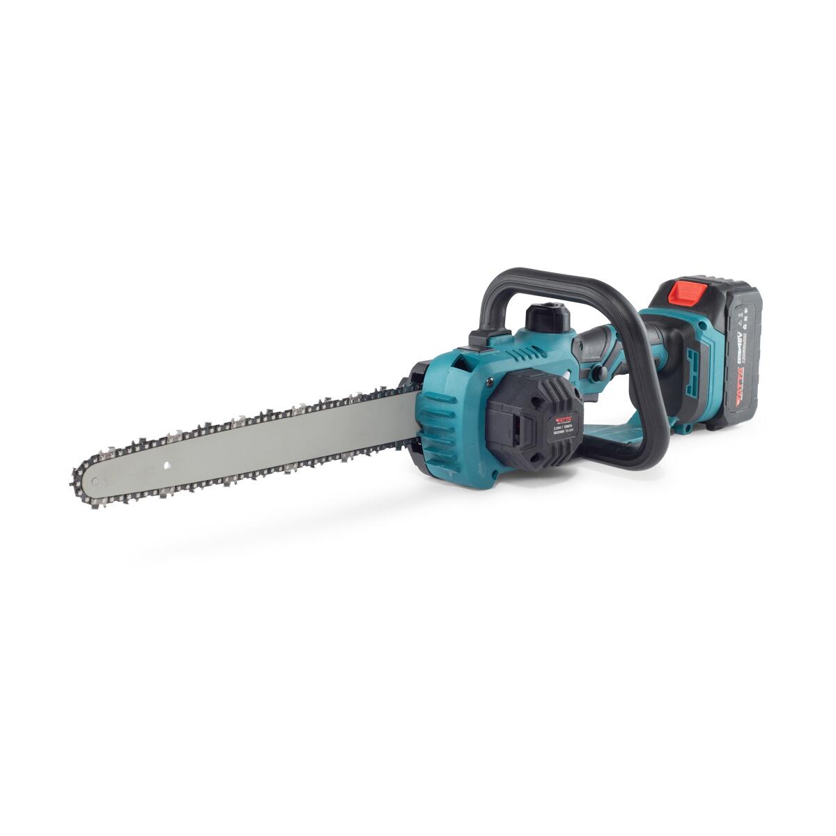 Fierăstrău cu Lanț și Acumulator Tatta TD-5311, Motor Brushless 1000W, 21V, 6000 RPM, Lame 12" (30cm), Baterie Li-Ion 2.0Ah cu 10 Celule