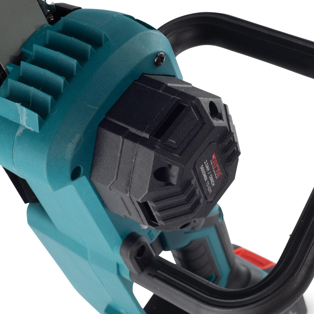Fierăstrău cu Lanț și Acumulator Tatta TD-5311, Motor Brushless 1000W, 21V, 6000 RPM, Lame 12" (30cm), Baterie Li-Ion 2.0Ah cu 10 Celule