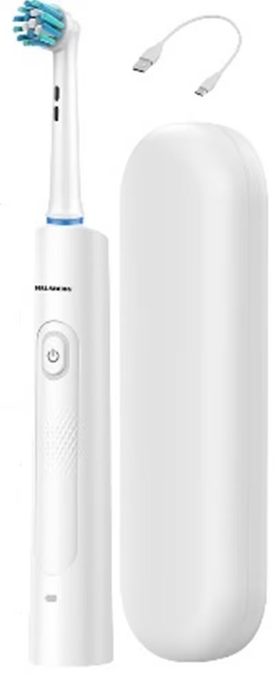 Periuță de dinți electrică reîncărcabilă Hausberg HB-375AB, 7500 rot/min, 3 moduri, Huse/Trusă transport, IP67, USB-C, 10 capete (9+1), Albă